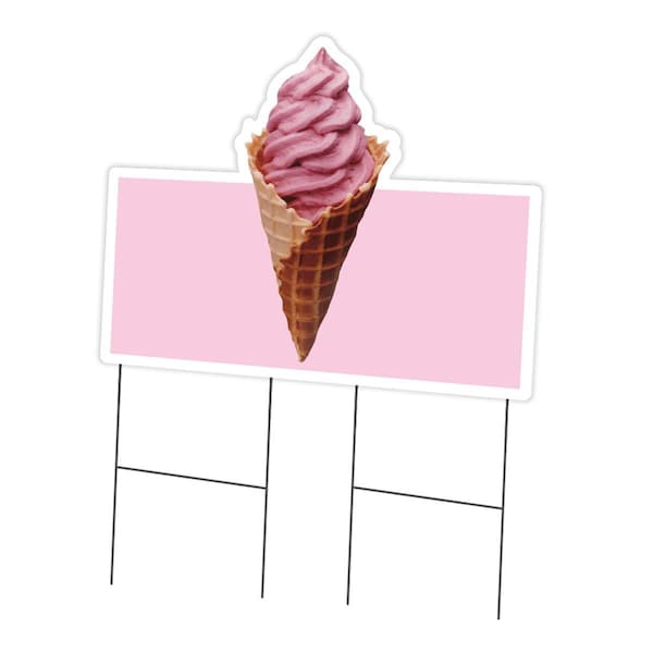 Amistad 24 x 36 in. Yard Sign & Stake - Soft Ice Cream Waffle Cone AM2024286 - main